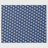 Navy Blauw en Witte Sneeuwvlokken Kerstmis Cadeaupapier (Vlak)