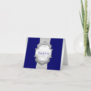 Navy Blauw en Zilver Dank u Kaarten