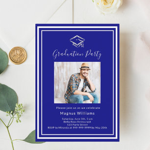 Navy blauw foto pet Graduation Party Kaart