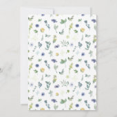 Navy blauw geel bloemenbruids douche uitnodiging (Achterkant)