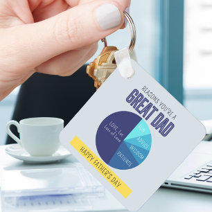 Navy blauw geel speelse taartgrafiek Vaderdag Sleutelhanger