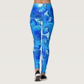 Navy blauw gemarmerde textuur, rijke ebru techniek leggings (Achterkant)