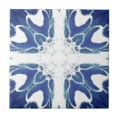 Navy blauw geometrisch ontwerp tegeltje (Voorkant)