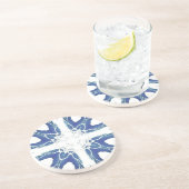 Navy blauw geometrisch ontwerp zandsteen onderzetter (Zijkant)