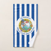 Navy Blauw Gestreept Zeemeermin Porthole Zomer Str Bad Handdoek (Handdoek)