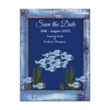 Navy - Blauw Getextureerd onderwater Save the Date