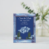 Navy - Blauw Getextureerd onderwater Save the Date Aankondigingskaart (Staand voorkant)