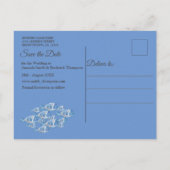 Navy - Blauw Getextureerde onderwater vis Save the Aankondigingskaart (Achterkant)