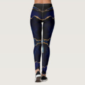 Navy Blauw Glitter Marmer Edelsteen Leggings (Achterkant)
