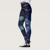 Navy Blauw Glitter Marmer Edelsteen Leggings (Links)