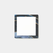 Navy Blauw Glitter Marmer ingelijst Post it Notes (Voorkant)