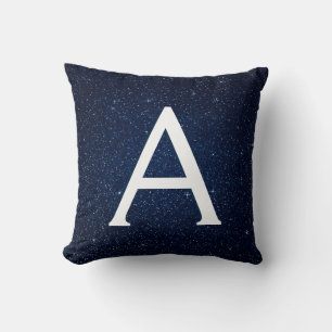 Navy Blauw Glitter Monogrammed Initiaal Accent Kussen