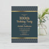 Navy Blauw Goud 100ste Verjaardagsfeest Kaart (Staand voorkant)