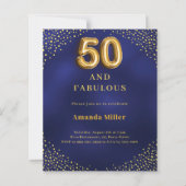 Navy blauw goud 50e fantastische verjaardagsuitnod (Voorkant)