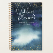 Navy Blauw Goud Aangepaste Bruiloft Planner (Voorkant)