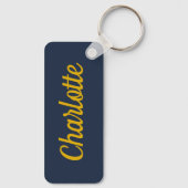Navy Blauw & Goud Aangepaste Naam Sleutelhanger (Achterkant)