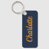 Navy Blauw & Goud Aangepaste Naam Sleutelhanger (Voorkant)