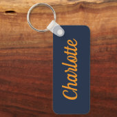 Navy Blauw & Goud Aangepaste Naam Sleutelhanger (Voorkant)
