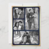 Navy Blauw Goud Abstract Vloeibare Inkt Foto Bruil Kaart (Achterkant)