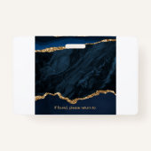 Navy Blauw Goud Agaat Geode Business Foto Badge (Achterkant)