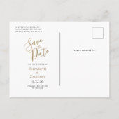 Navy Blauw Goud Agaat Marmer Save the Date Aankondigingskaart (Achterkant)