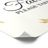 Navy Blauw Goud Bloemen Bruiloft Gunsten Sign 8x10 Poster (Hoek)