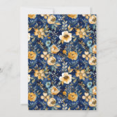 Navy Blauw Goud Bloemen High School Afstuderen Cap Kaart (Achterkant)