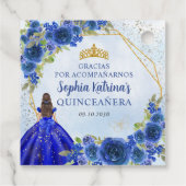Navy Blauw Goud Bloemen Prinses Tiara Dank u Bedankjes Labels (Achterkant)