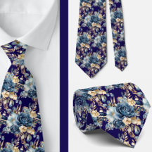 Navy Blauw Goud Bloemen Waterverf Bloemen Trouwen