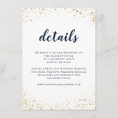 Navy Blauw Goud Bruiloft Details Informatiekaartje (Voorkant)