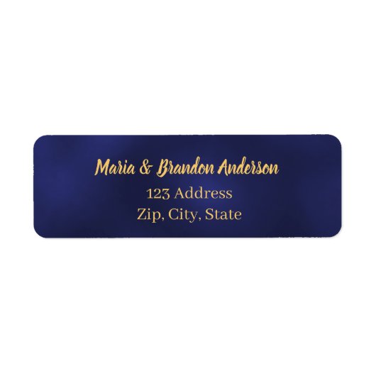 Navy blauw goud bruiloft retour adres etiket (Voorkant)