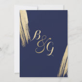 Navy Blauw Goud Brushstrokes Kalender Bruiloft Save The Date (Achterkant)