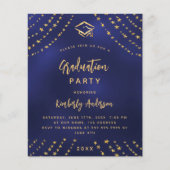 Navy blauw goud budget graduatie party uitnodiging flyer (Voorkant)