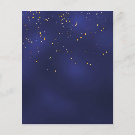 Navy blauw goud budget verjaardagsuitnodiging (Achterkant)