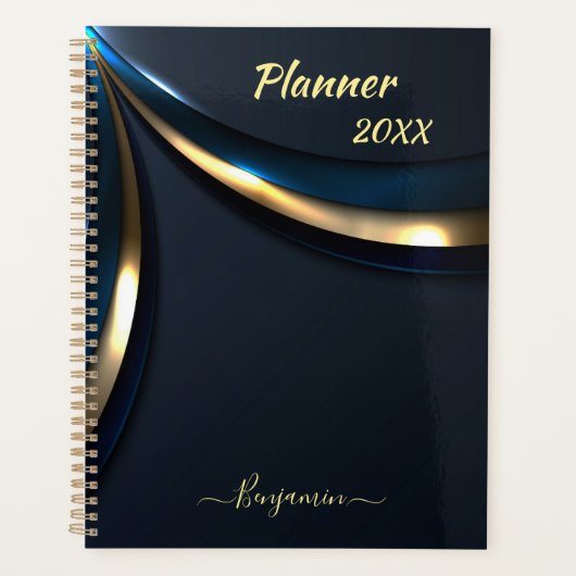 Navy blauw goud curve planner voor mannen (Voorkant)
