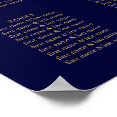  Navy Blauw Goud Damast Trouwzitting Poster (Hoek)