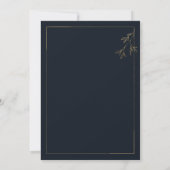 Navy blauw goud eenvoudige minimalistische bloemen kaart (Achterkant)