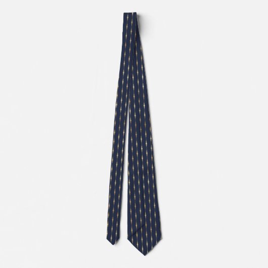 Navy Blauw Goud Elegante Strepen Stropdas (Achterkant)