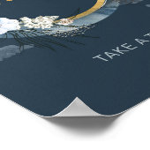 Navy blauw goud folie maan pampas boho bloemen gun poster (Hoek)