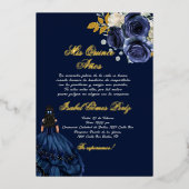 Navy blauw goud folie quinceañera folie uitnodiging (Voorkant)