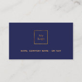 Navy blauw goud foto QR code logo Visitekaartje (Voorkant)