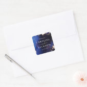 Navy Blauw Goud Galaxy Trouwgunst Vierkante Sticker (Envelop)