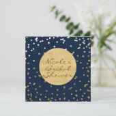 Navy Blauw & Goud Glanzende Confetti Stippen Moder Kaart (Staand voorkant)