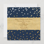 Navy Blauw & Goud Glanzende Confetti Stippen Moder Kaart (Achterkant)