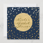 Navy Blauw & Goud Glanzende Confetti Stippen Moder Kaart (Voorkant)