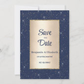 Navy blauw goud glitter confetti Save the Date Kaart (Voorkant)