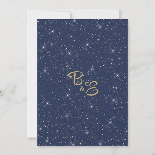 Navy blauw goud glitter confetti Save the Date Kaart (Achterkant)