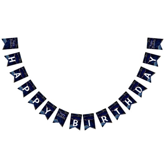 Navy Blauw Goud Glitter Verjaardag Bunting Vlaggen Vlaggetjes (Alle)