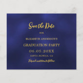 Navy blauw goud Graduation Party Save the Date kaa (Achterkant)