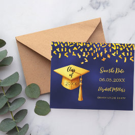 Navy blauw goud Graduation Party Save the Date kaa
